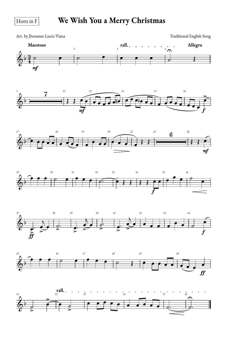 We Wish You a Merry Christmas Brass Quintet scores gallery preview page 6