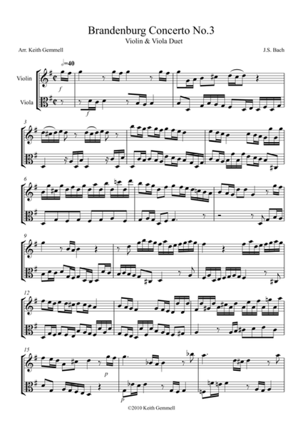 Brandenburg Concerto No. 3: Violin & Viola Duet image number null