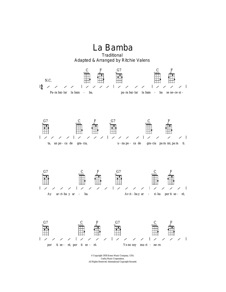 La Bamba Ukulele scores gallery preview page 1