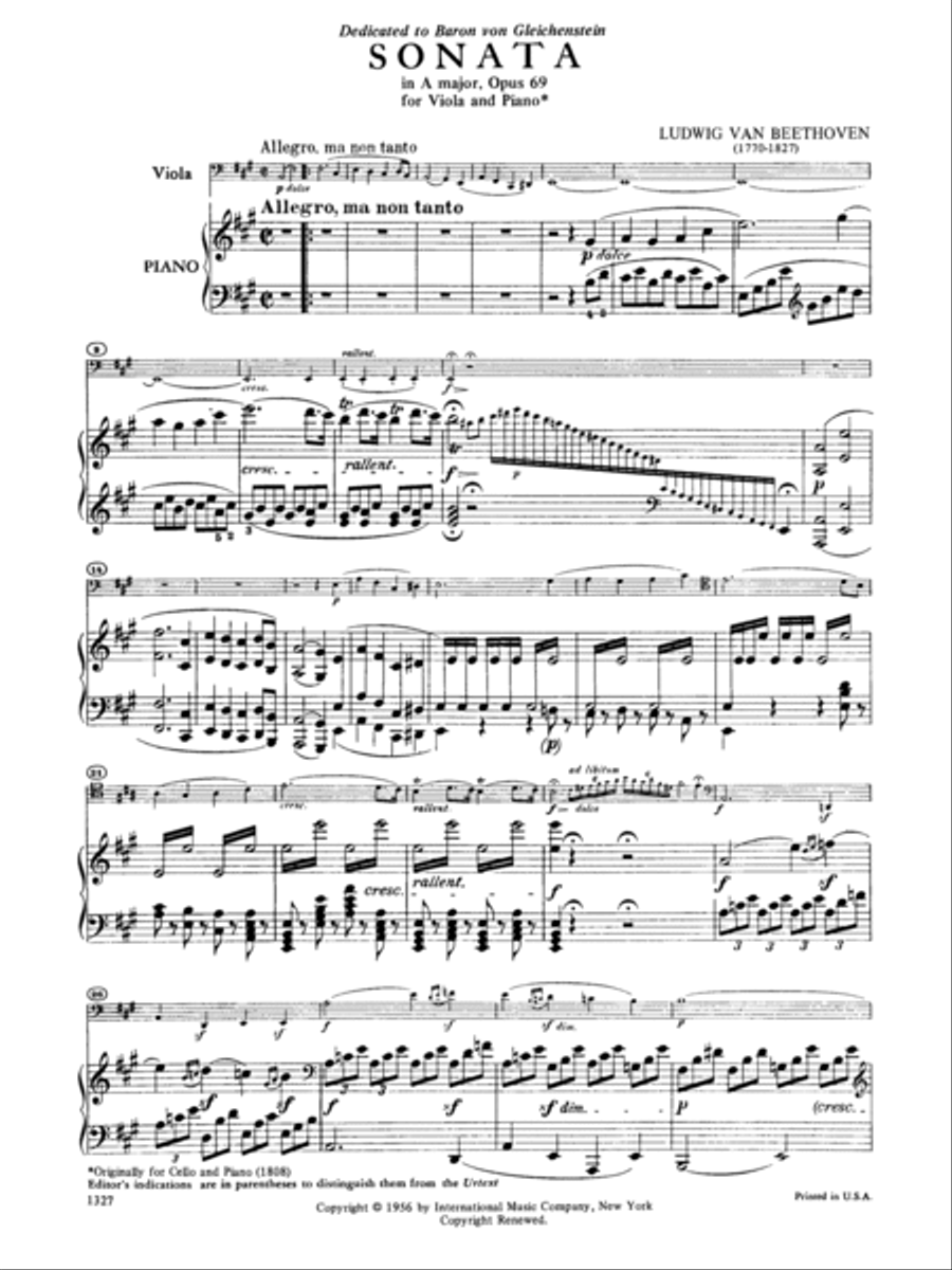 Cello Sonata In A Major, Opus 69