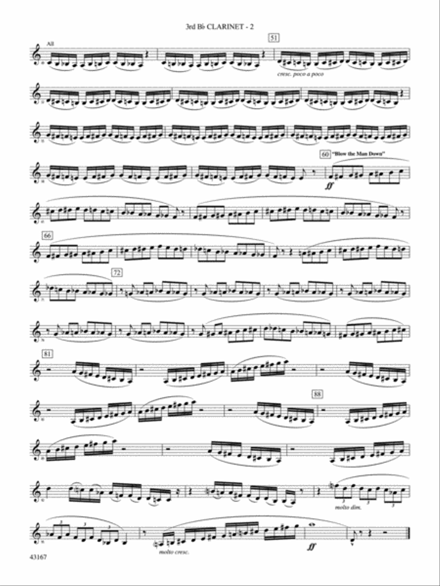 Down to the Sea in Ships (from the NBC TV Film Project 20): 3rd B-flat Clarinet Concert Band scores gallery preview page 3