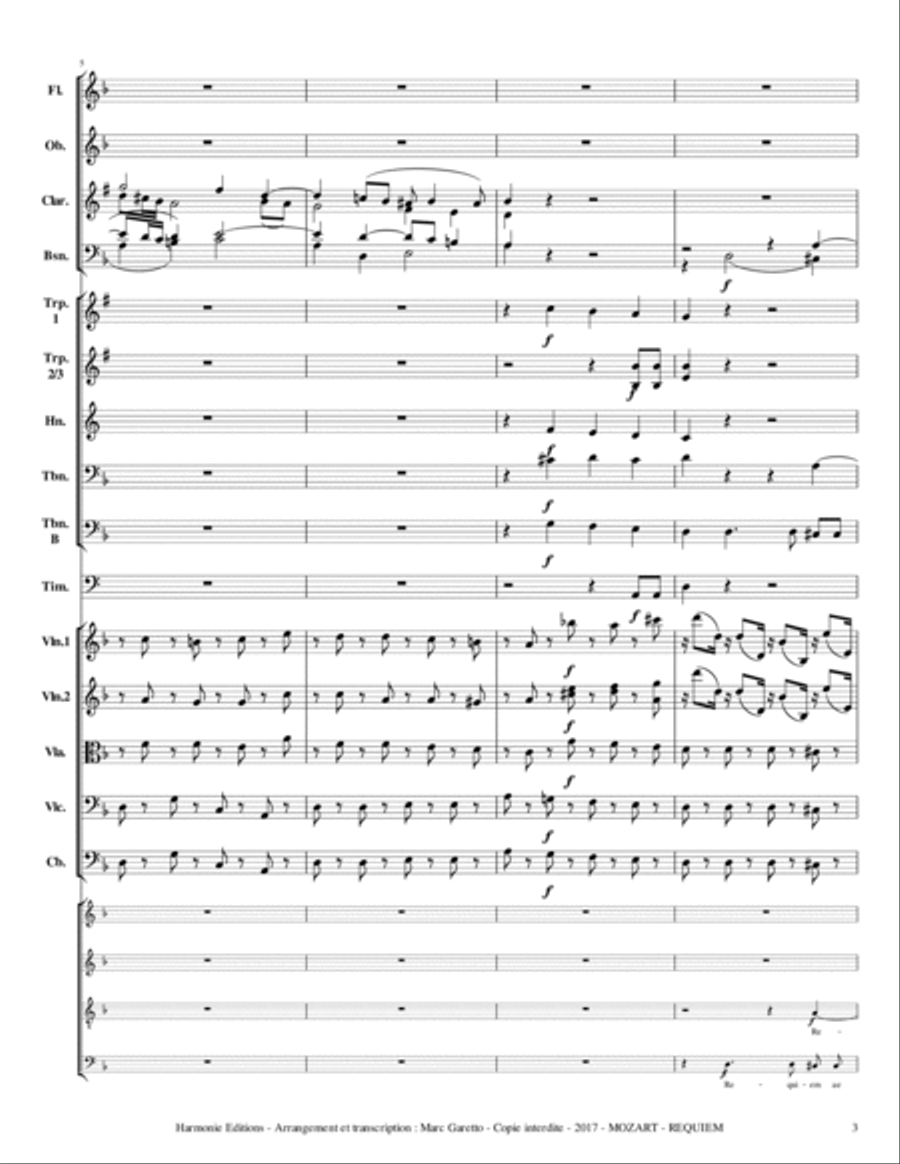 MOZART - REQUIEM K. 626 - Introitus Requiem Aeternam Full Orchestra - SCORE & PARTS Full Orchestra scores gallery preview page 3