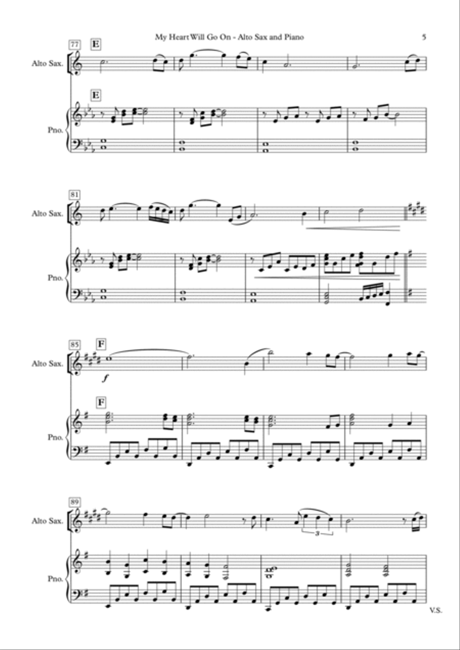 My Heart Will Go On (love Theme From 'titanic') Alto Saxophone scores gallery preview page 5