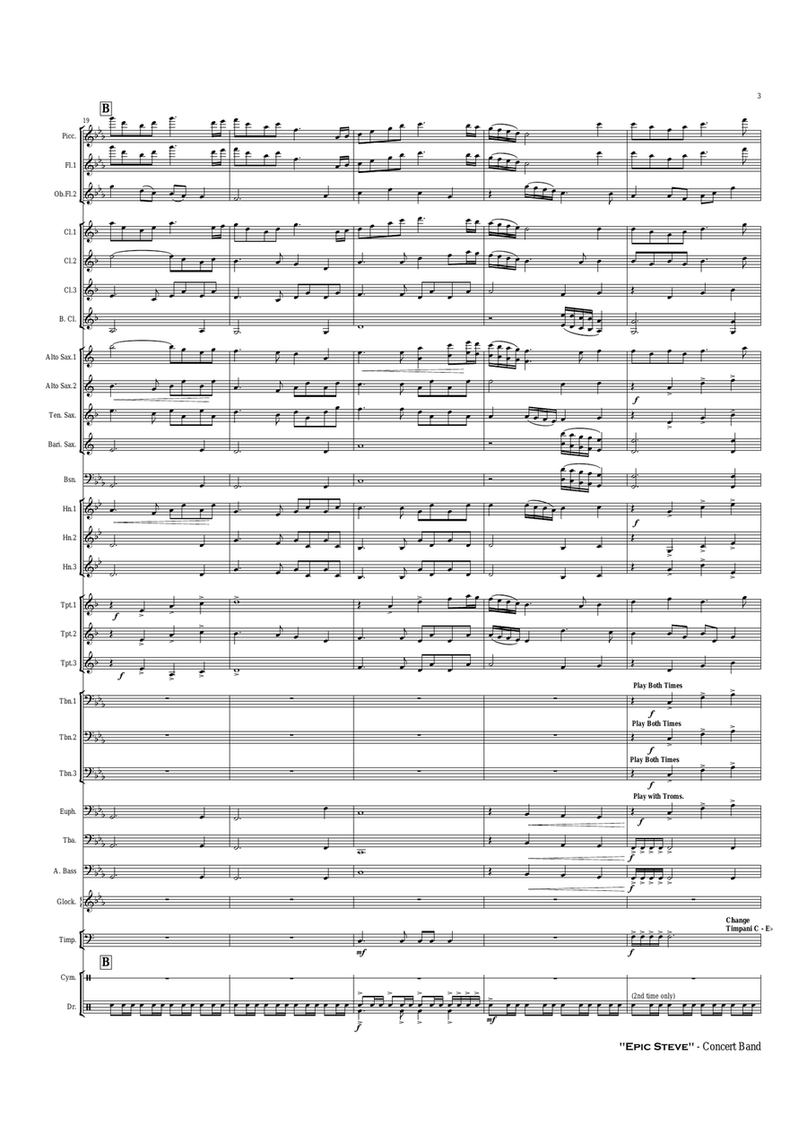Epic Steve - Concert Band Score and Parts PDF Concert Band scores gallery preview page 4