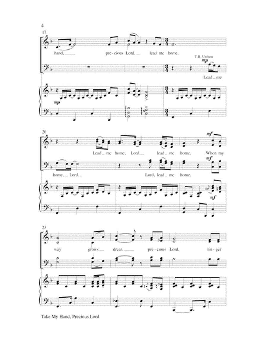 Take My Hand, Precious Lord 4-Part scores gallery preview page 5