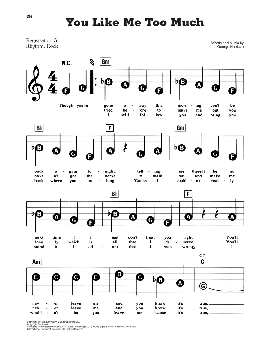 You Like Me Too Much You Like Me Too Much Electronic Keyboard scores gallery preview page 1