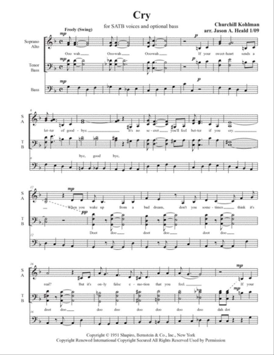 Cry Cry 4-Part scores gallery preview page 3