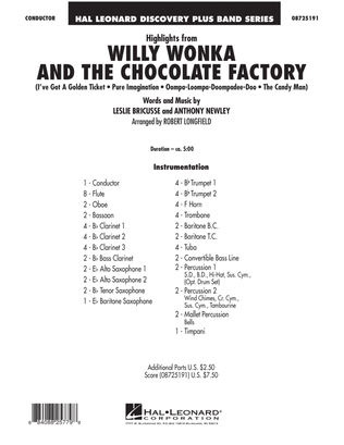 Highlights from Willy Wonka And The Chocolate Factory - Full Score