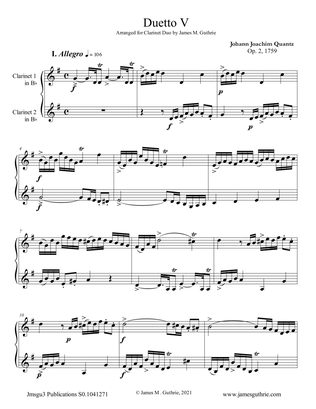 Quantz: Duetto Op. 2 No. 5 for Clarinet Duo