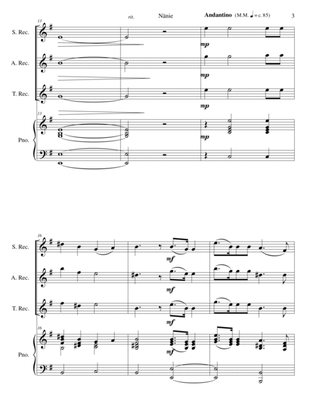 Nänie - lament for a songbird - for recorder trio and piano image number null