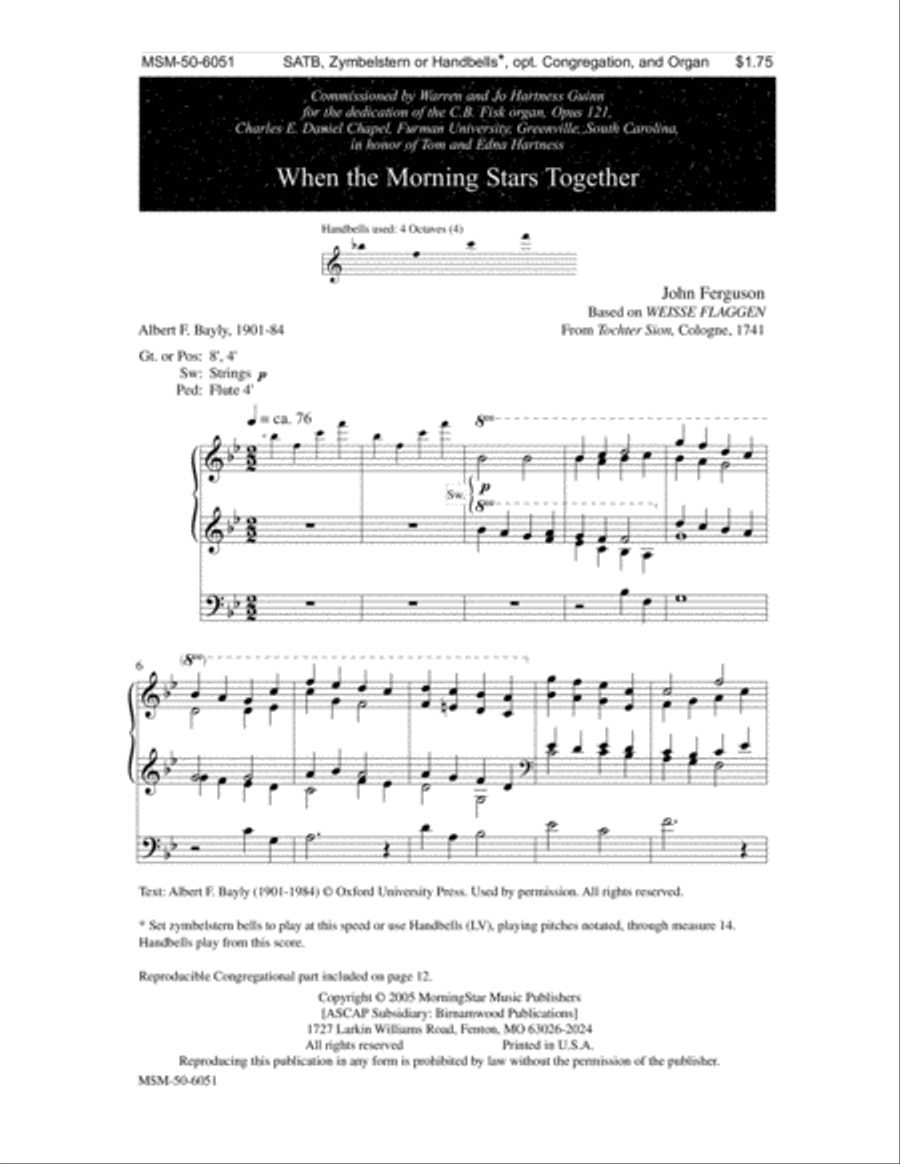 When the Morning Stars Together 4-Part scores gallery preview page 2