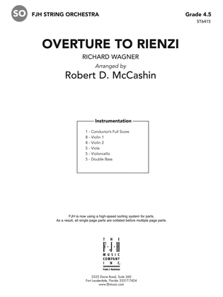 Book cover for Overture to Rienzi: Score