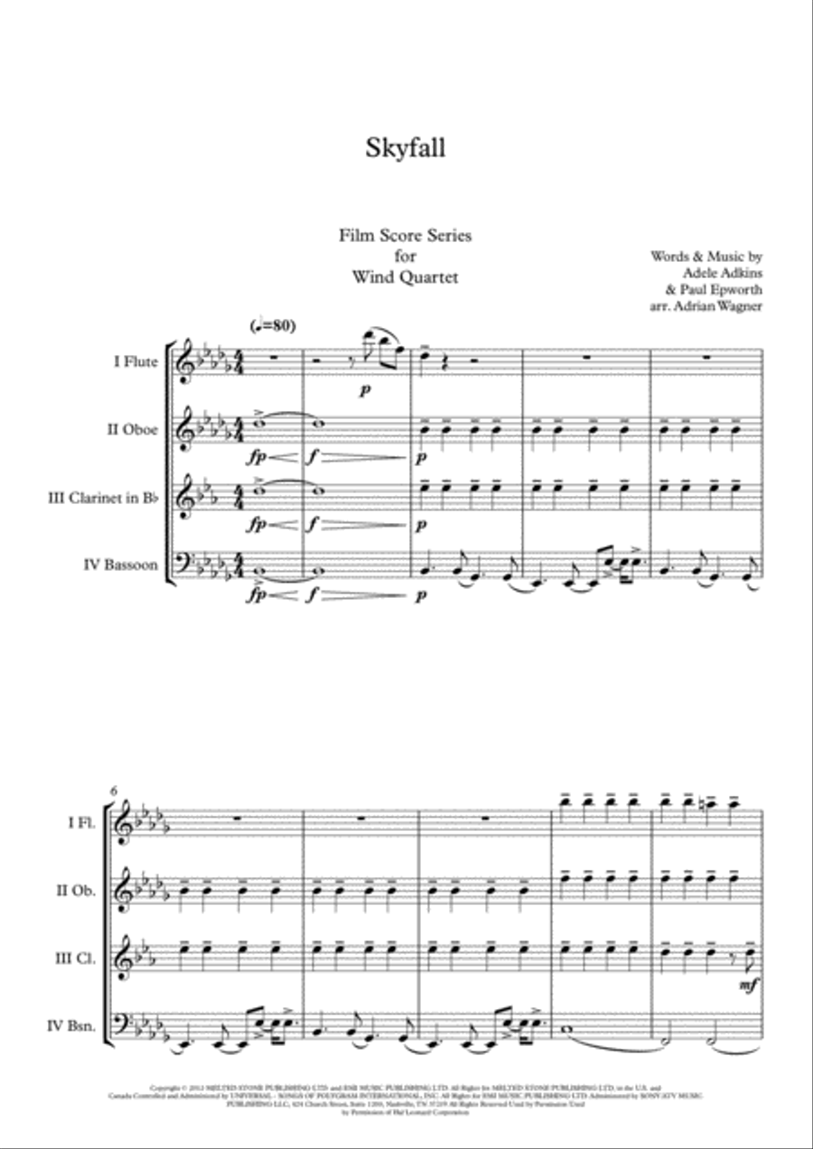 Skyfall Skyfall Woodwind Quartet scores gallery preview page 3