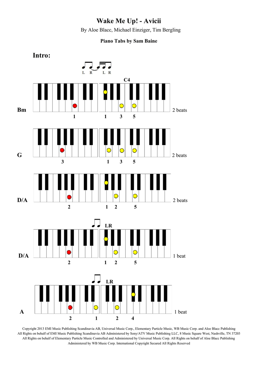 Wake Me Up Piano, Vocal scores gallery preview page 1