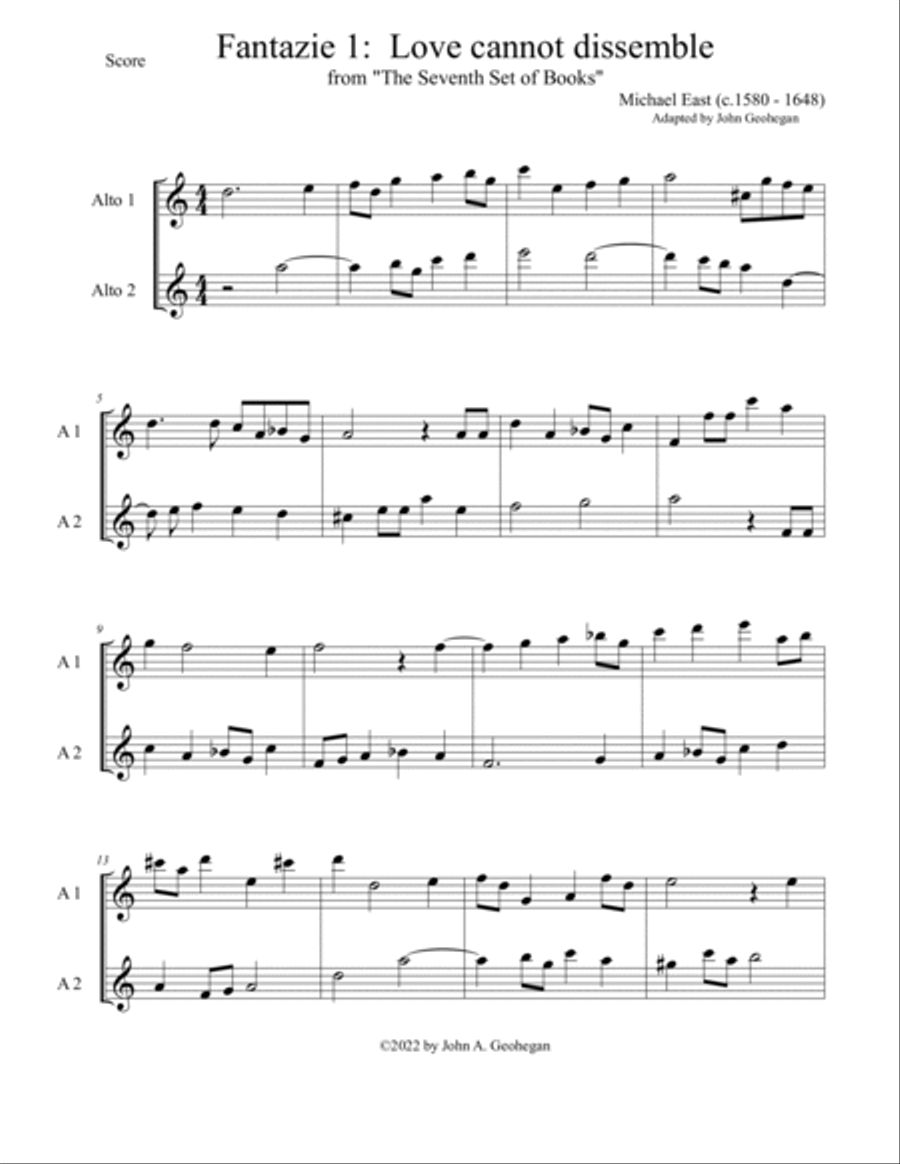 Michael East Fantasies for Alto Recorder Duets Woodwind Duet scores gallery preview page 4