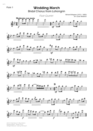 Wedding March (Bridal Chorus) - Flute Quartet (Individual Parts)