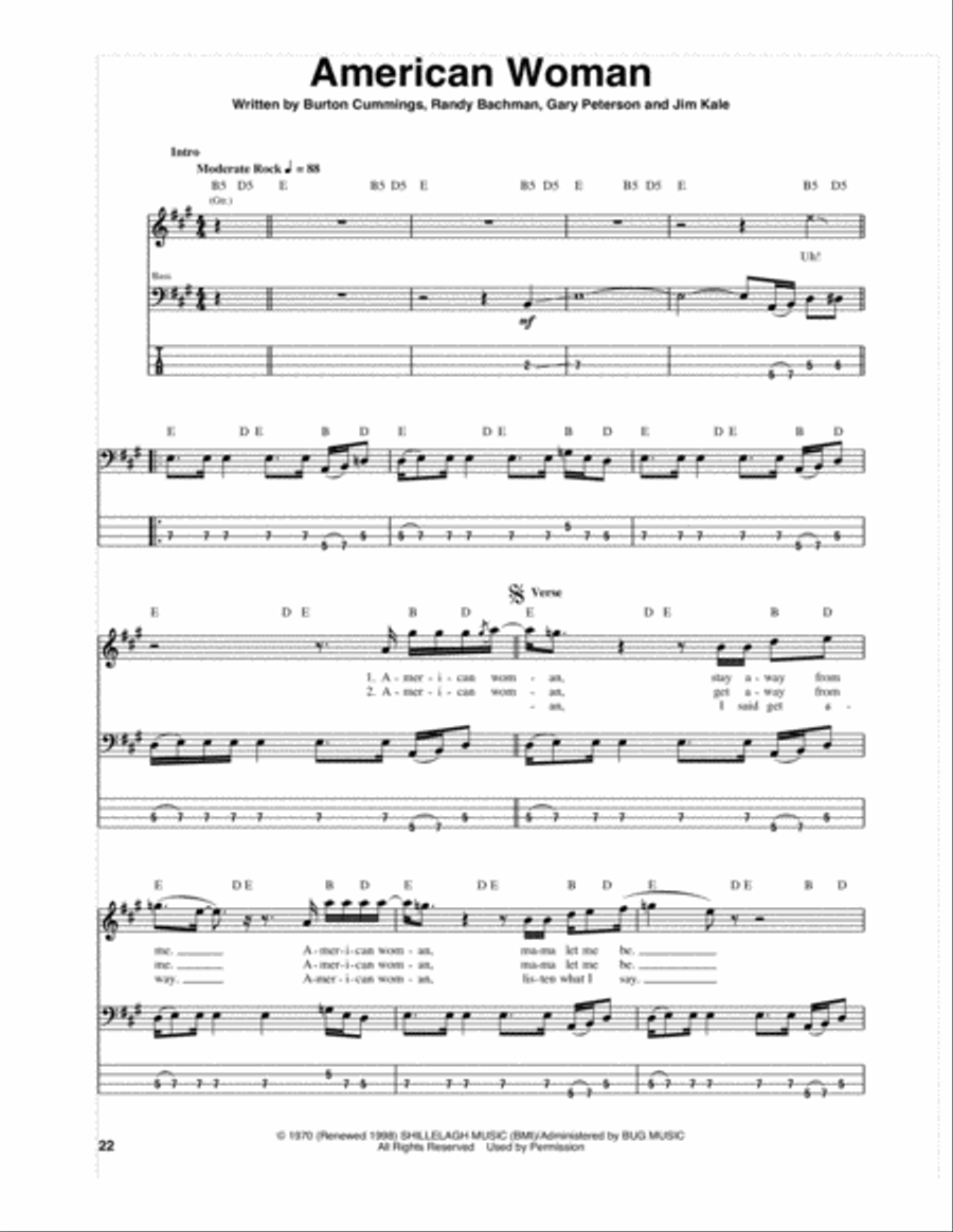 American Woman American Woman Guitar Tablature scores gallery preview page 1