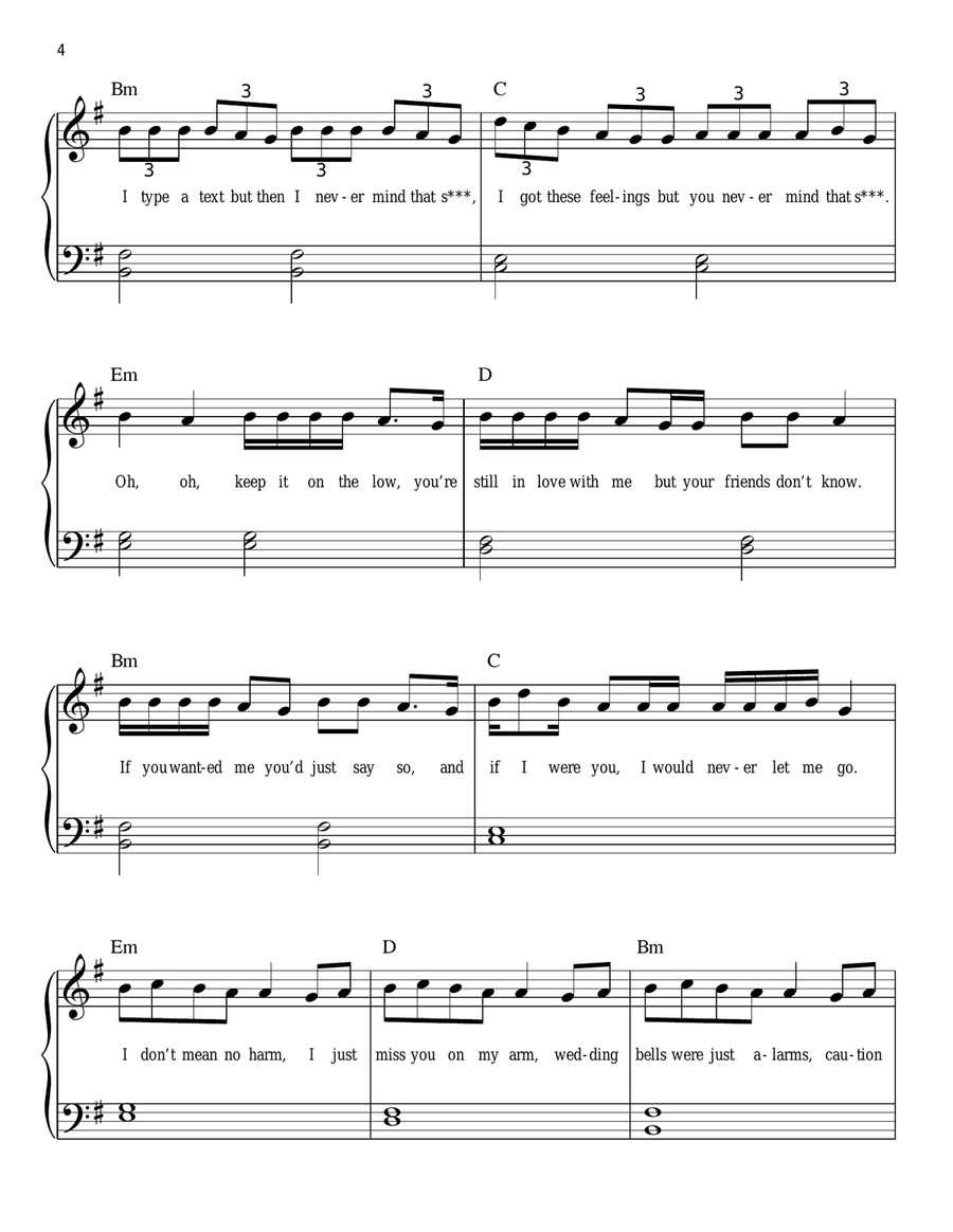 I Hate U, I Love U I Hate U, I Love U Easy Piano scores gallery preview page 4