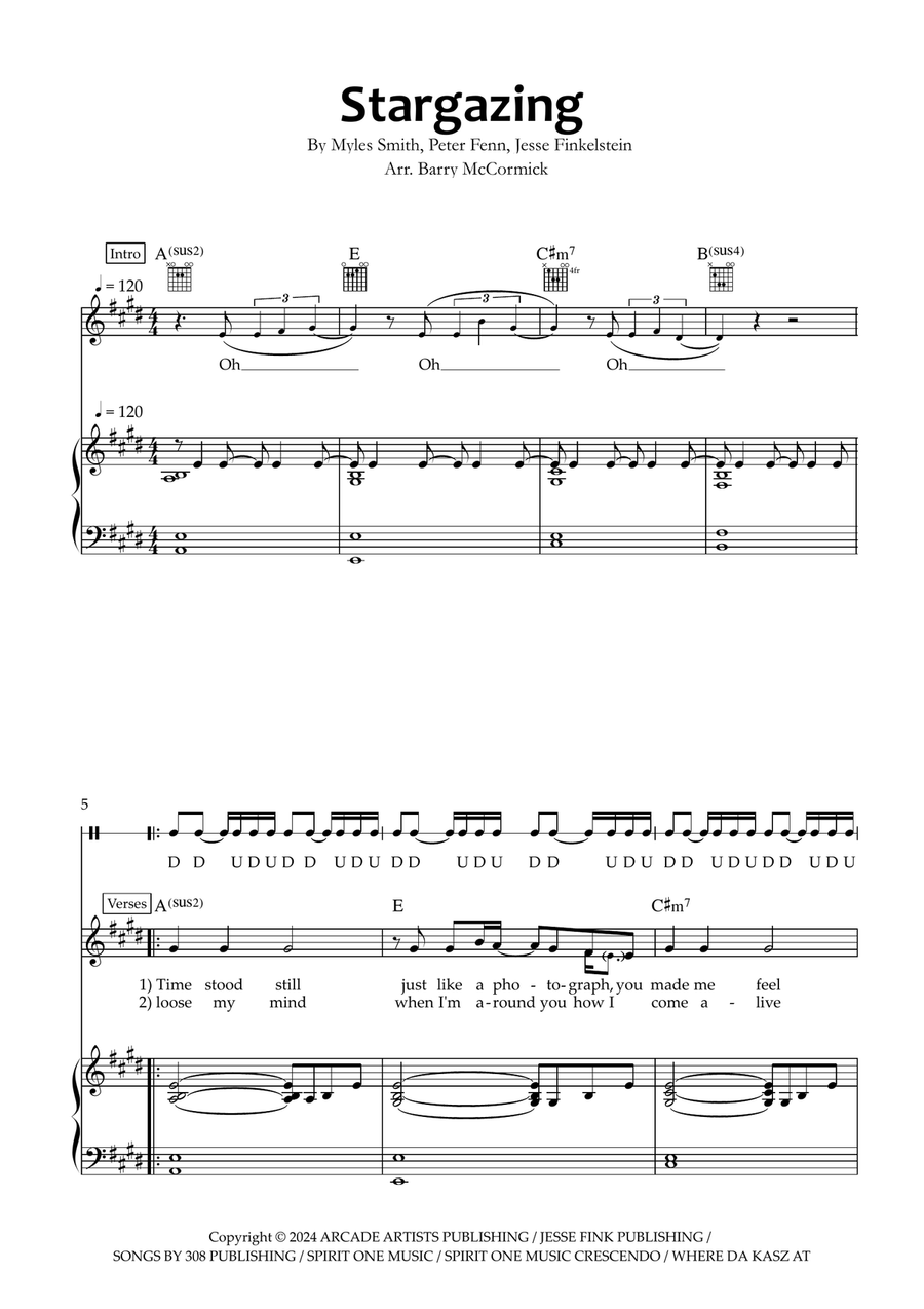 Stargazing Piano, Vocal, Guitar scores gallery preview page 1