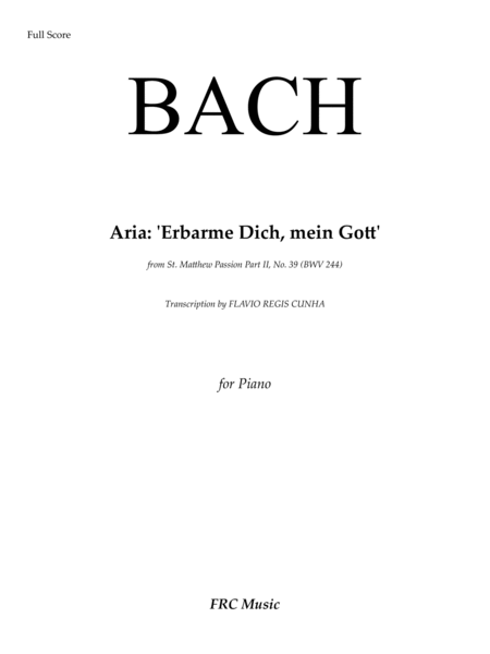 J.S. Bach - "Erbarme dich" from "Matthäus-Passion" (St. Matthew Passion) BWV 244 (for Piano Solo) image number null