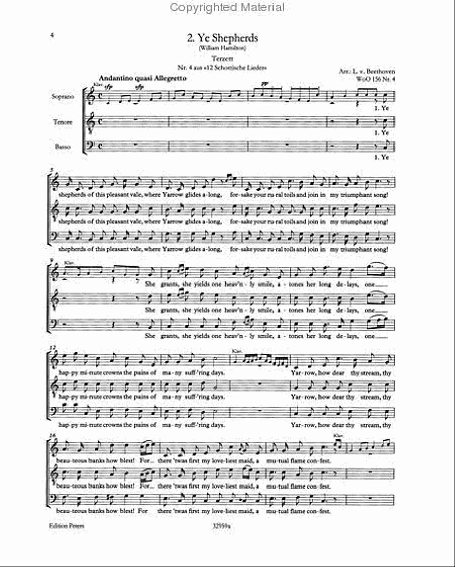 Scottish, Irish and Welsh Songs for 1-3 Voices, Piano, Violin and Cello Voice scores gallery preview page 3