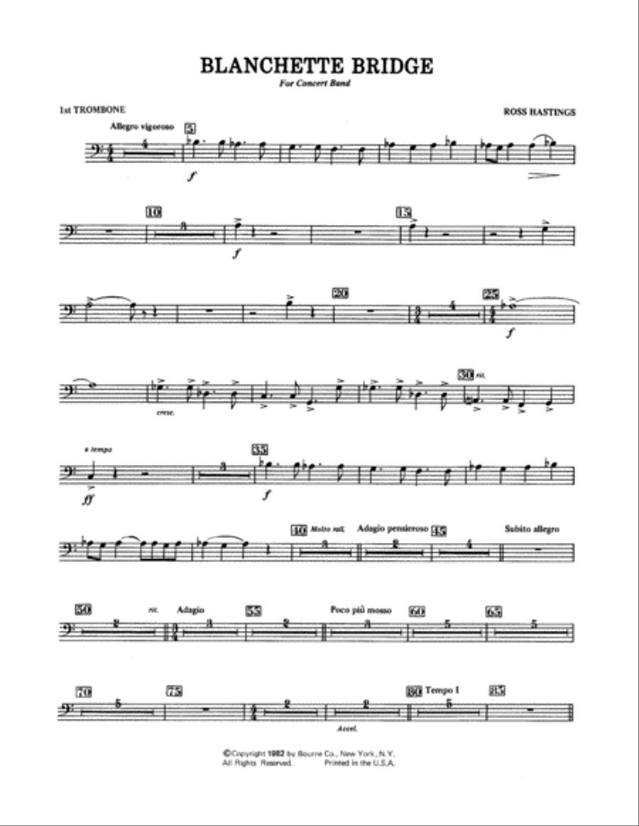 Blanchette Bridge - 1st Trombone Concert Band scores gallery preview page 1