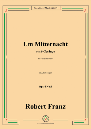 Book cover for Franz-Um Mitternacht,in A flat Major,Op.16 No.6,from 6 Gesange