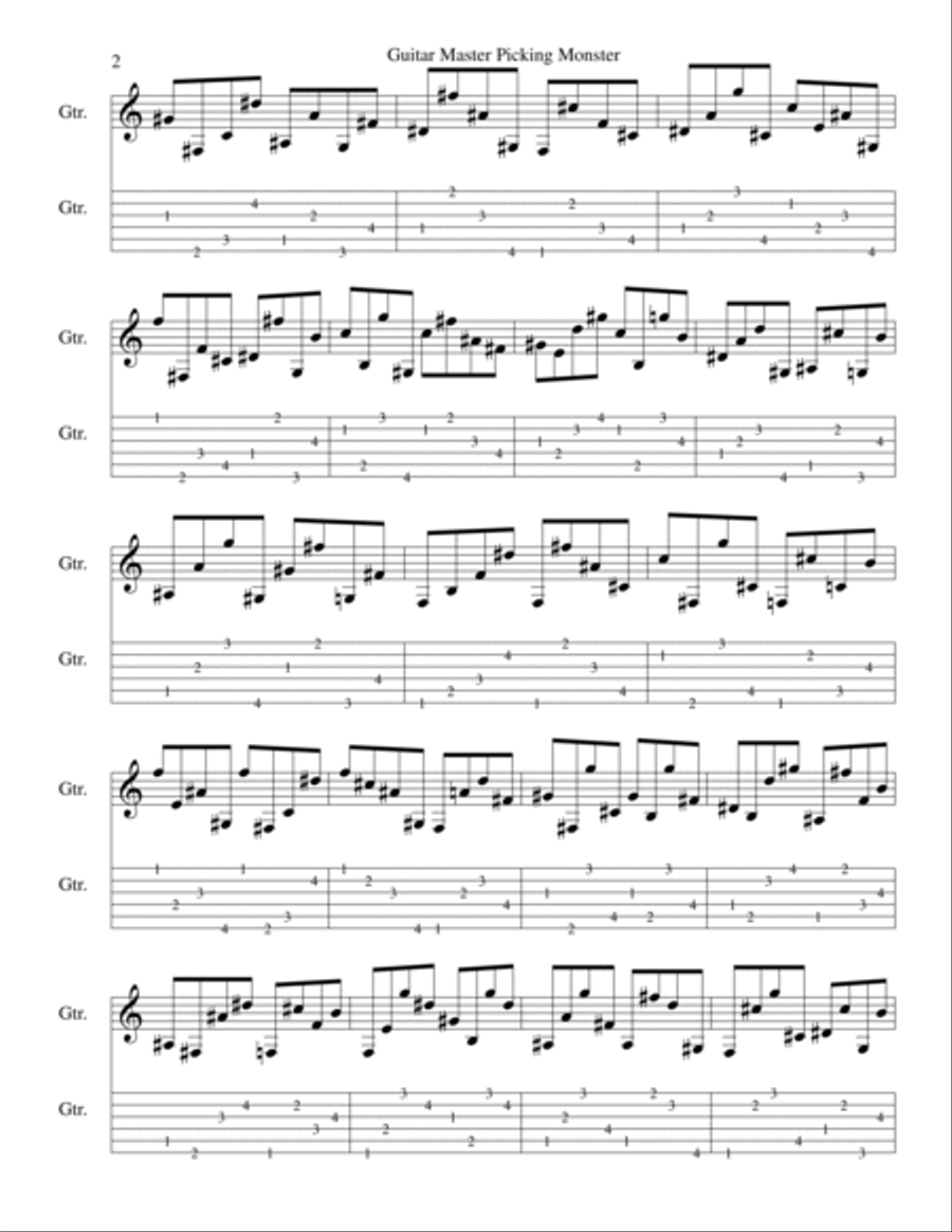 Guitar Picking Monster 3 (Etudes and Exercises 01) Classical Guitar scores gallery preview page 2
