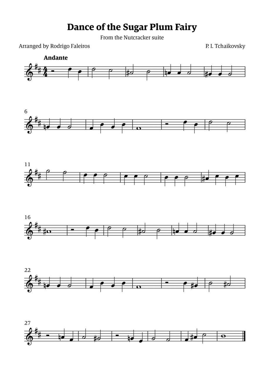 Sugar Plum Fairy theme B-Flat Trumpet scores gallery preview page 1