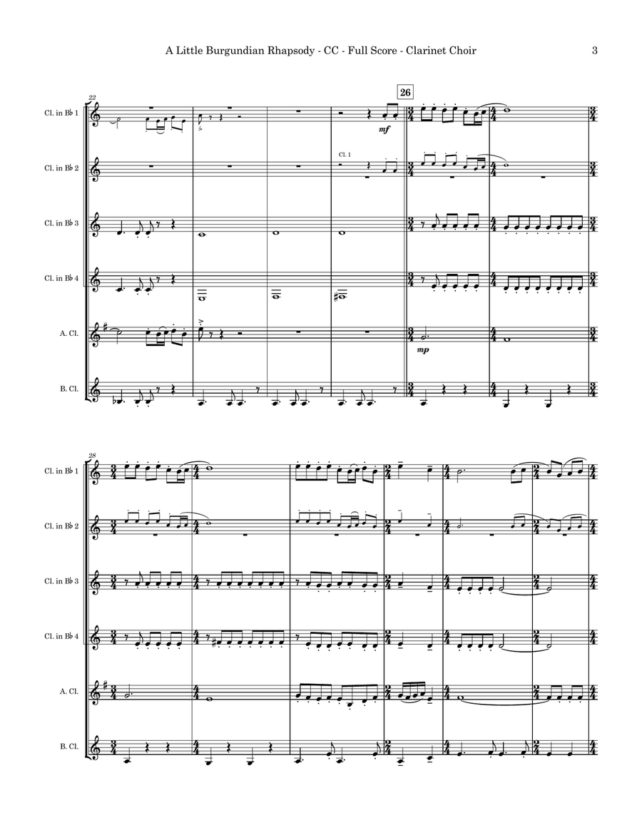 A Little Burgundian Rhapsody (Clarinet Choir) Clarinet Choir scores gallery preview page 3