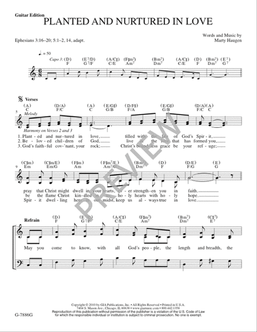 Planted and Nurtured in Love - Guitar edition Guitar scores gallery preview page 2