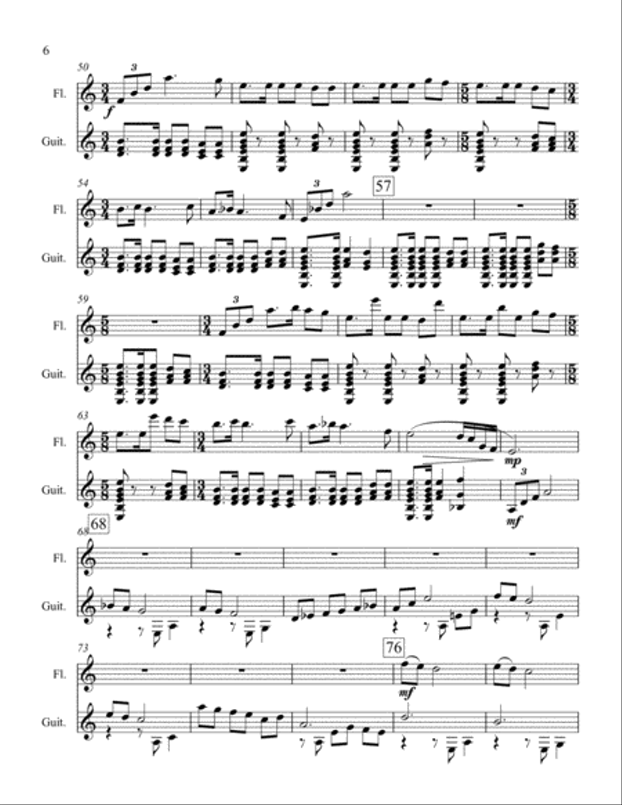 Three Preludes for Flute and Guitar Flute scores gallery preview page 6