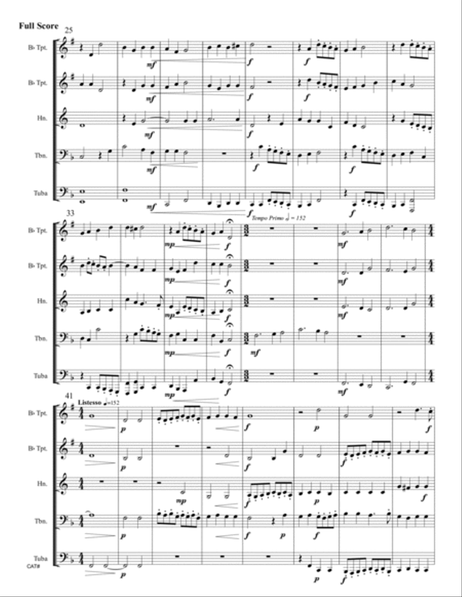 Hodie Christus Natus Est (Christ Is Born Today) for Brass Quintet Brass Quintet scores gallery preview page 3