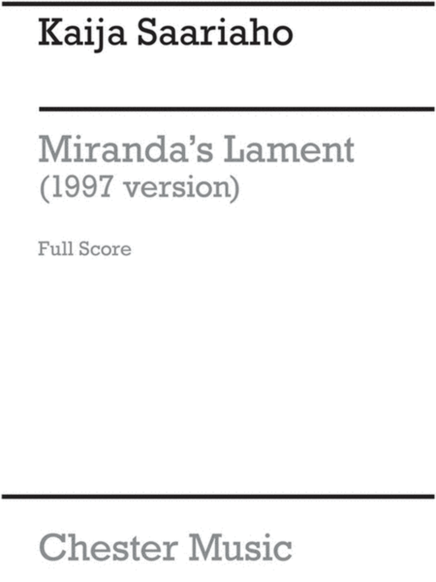 Kaija Saariaho Miranda'S Lament 97 Score