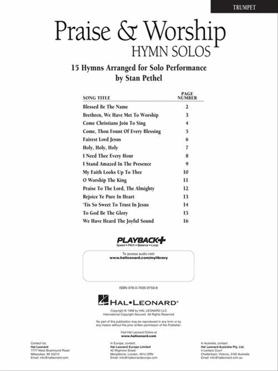 Praise & Worship Hymn Solos Trumpet Solo scores gallery preview page 3