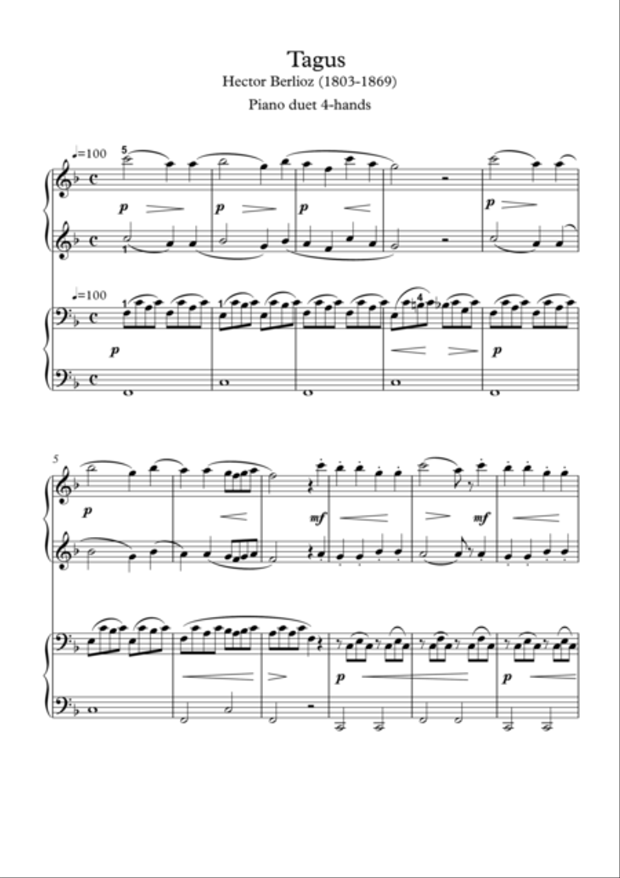 Tagus piano duet 4 hands 1 Piano, 4-Hands scores gallery preview page 1