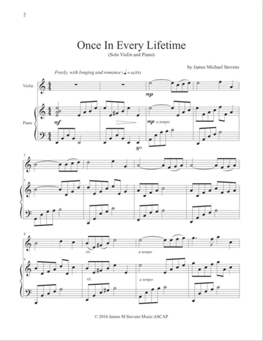Once In Every Lifetime (Solo Violin & Piano) Violin Solo scores gallery preview page 2