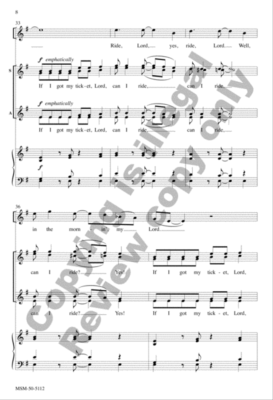 If I Got My Ticket (SSAA) SSAA scores gallery preview page 8