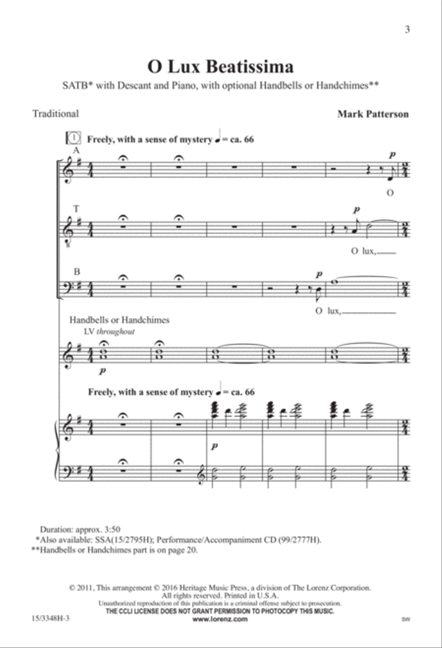 O Lux Beatissima 4-Part scores gallery preview page 3