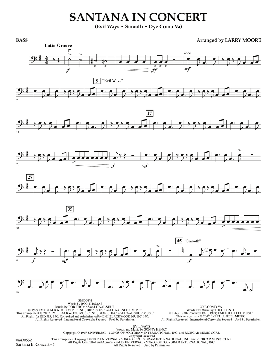 Santana in Concert - Bass Orchestra scores gallery preview page 1