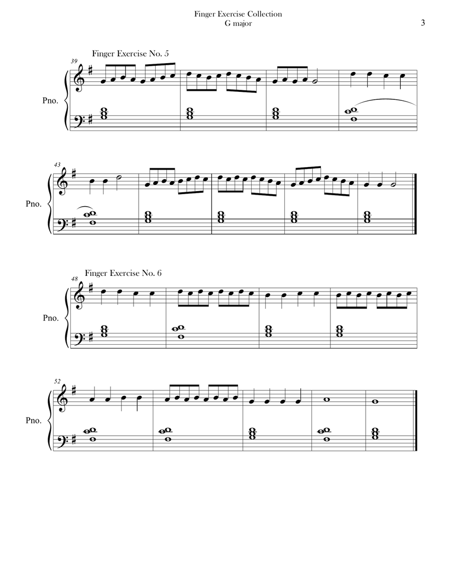 Finger Exercise Collection (24 exercises in G major) Piano Method scores gallery preview page 3