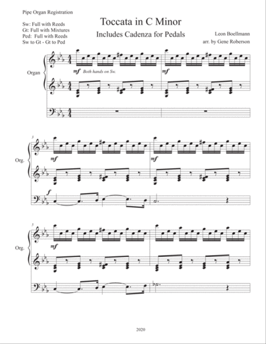 Toccata in C minor from Suite Gothique with Cadenza Organ Solo scores gallery preview page 2