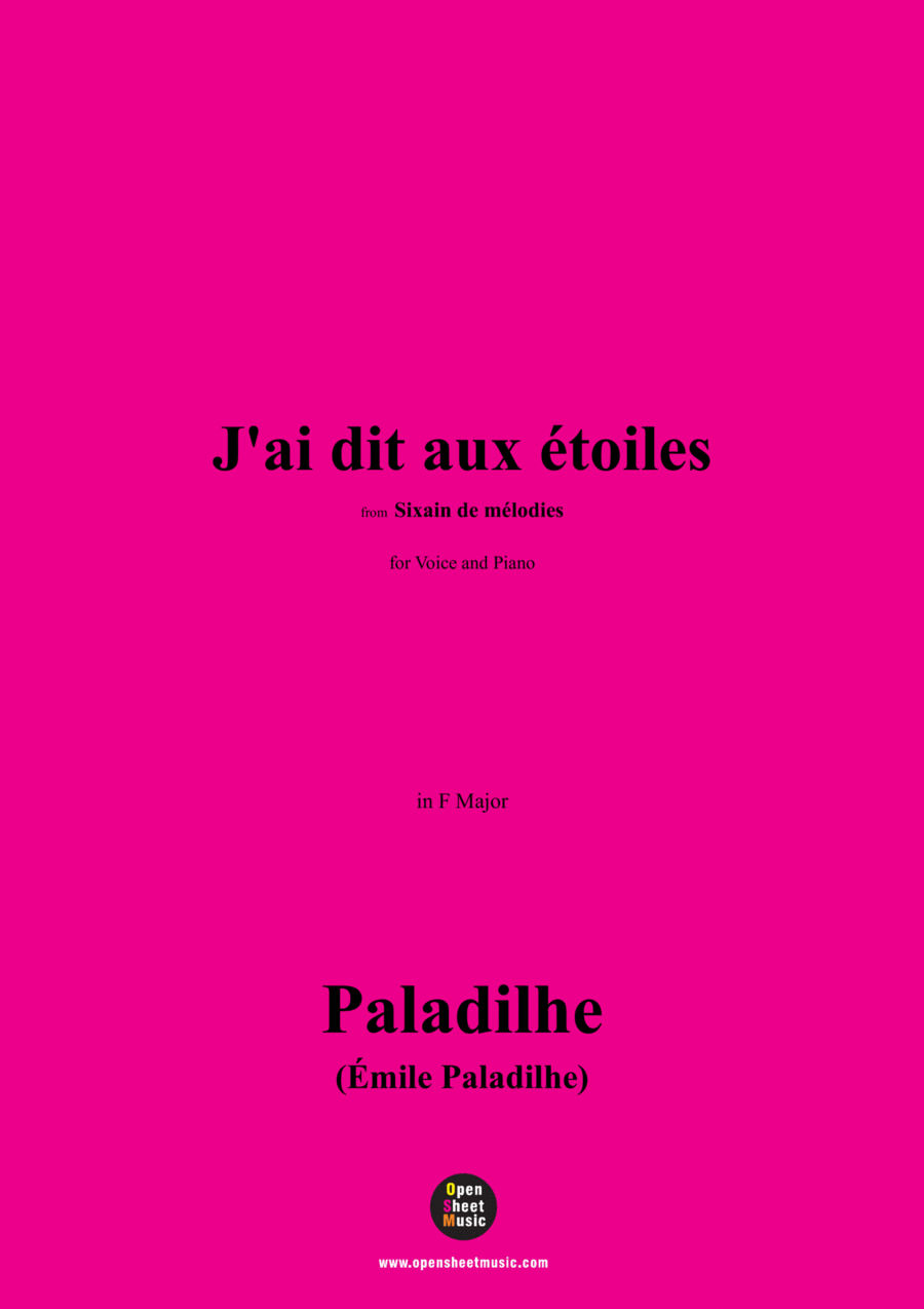 Paladilhe-J'ai dit aux étoiles(Sérénade),in F Major Voice scores gallery preview page 1