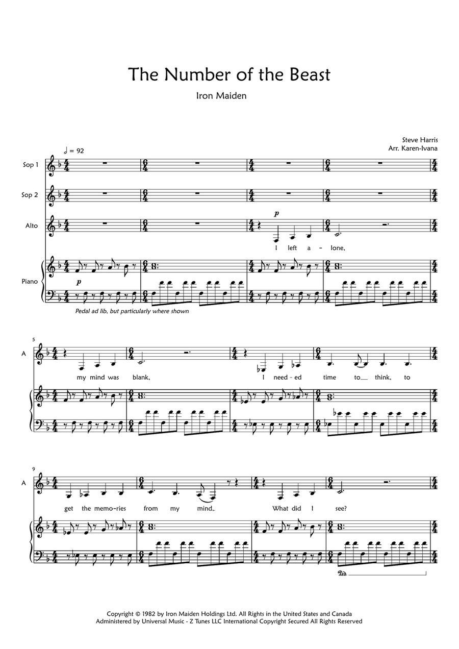 The Number Of The Beast The Number Of The Beast SSA scores gallery preview page 1