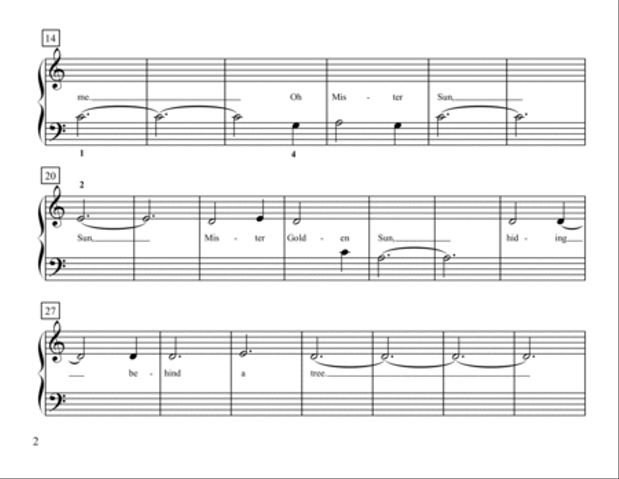 Mister Sun Easy Piano scores gallery preview page 2