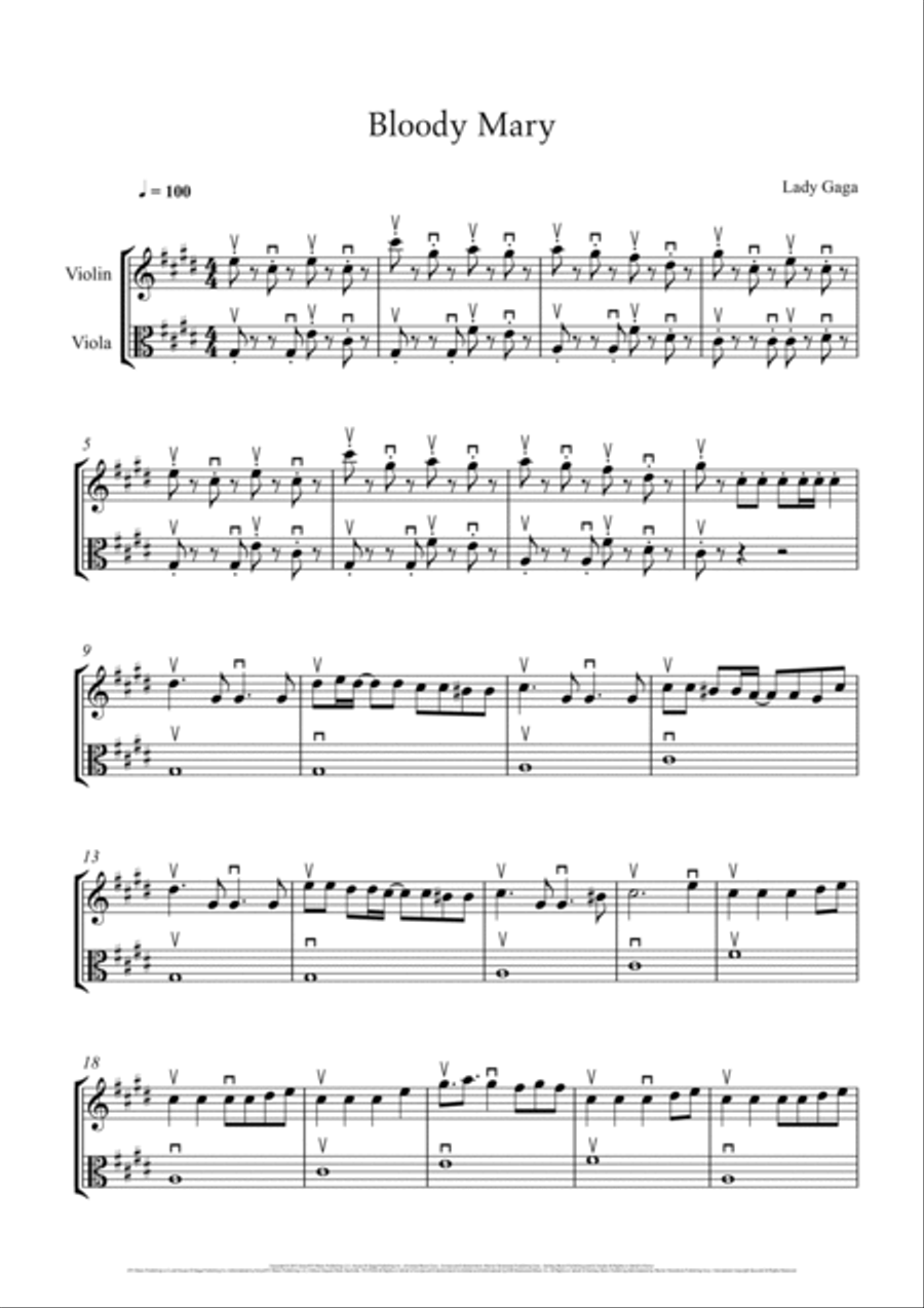 Bloody Mary String Duet scores gallery preview page 2