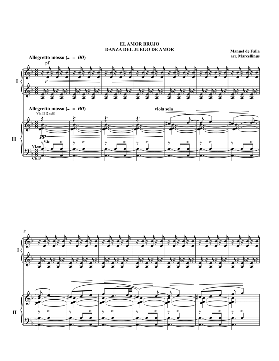 ELAMOR BRUJO DANZA DEL JUEGO DE AMOR Chamber Music scores gallery preview page 1