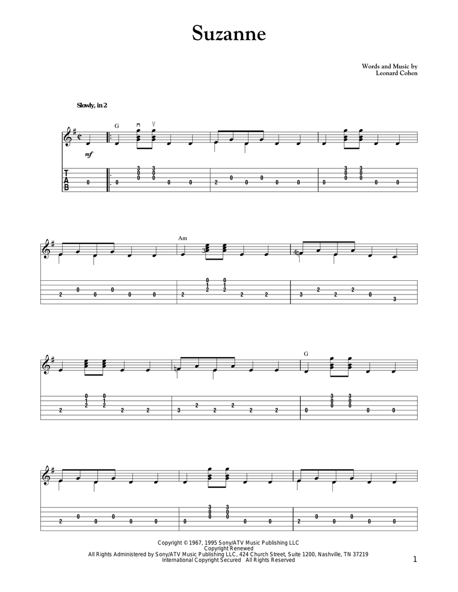 Suzanne Suzanne Acoustic Guitar scores gallery preview page 1