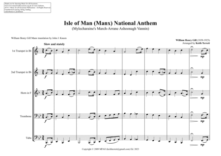 Isle of Man National Anthem for Brass Quintet image number null