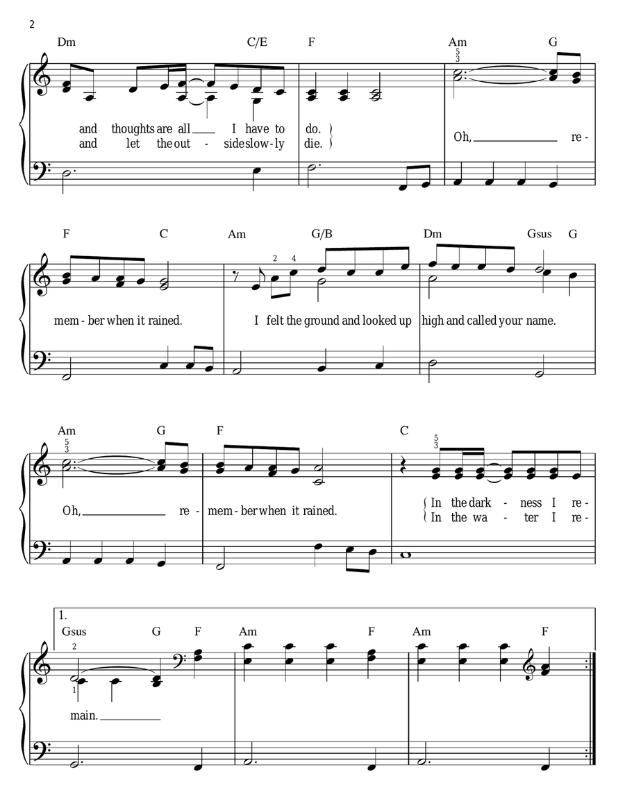 Remember When It Rained Easy Piano scores gallery preview page 2